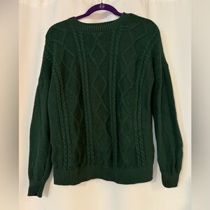 Hollister Forest Green Cable Knit Sweater
